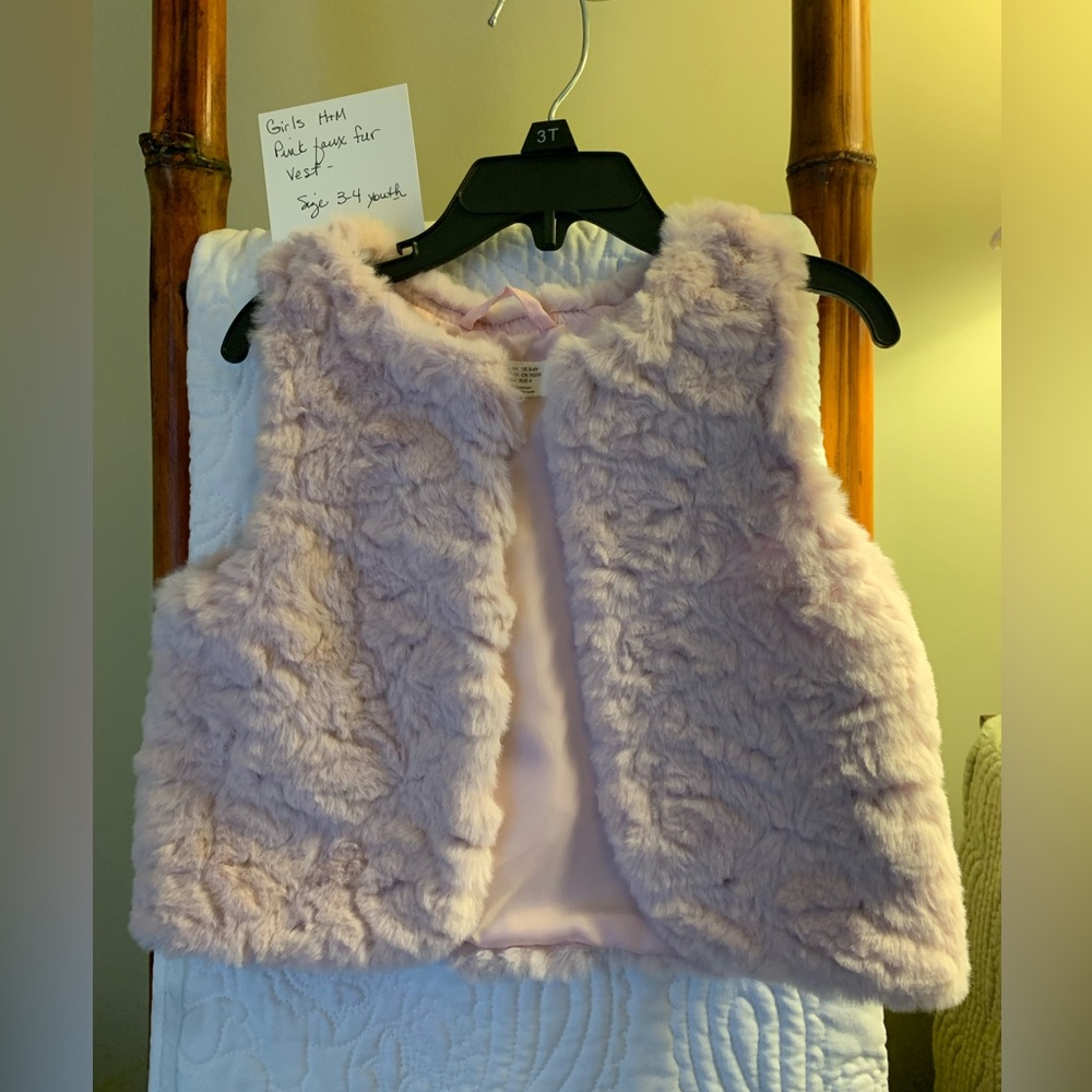 Girls - H & M - Pink Faux Fur Vest